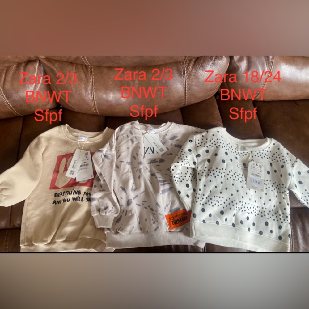 Bundle of Zara sweatshirts 18-24 and 2-3 BNWT
